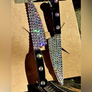 Custom Rhinestoned Knife Hair Clips